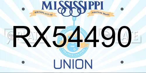 RX54490 Mississippi License Plate
