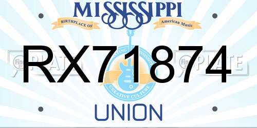 RX71874 Mississippi License Plate