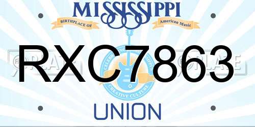 RXC7863 Mississippi License Plate