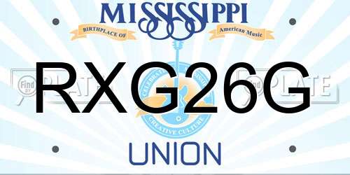 RXG26G Mississippi License Plate