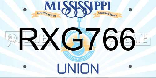 RXG766 Mississippi License Plate