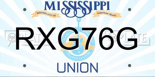 RXG76G Mississippi License Plate