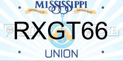 RXGT66 Mississippi License Plate
