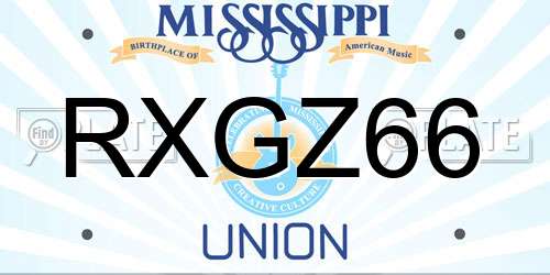 RXGZ66 Mississippi License Plate