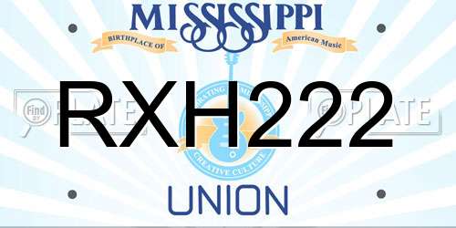 RXH222 Mississippi License Plate