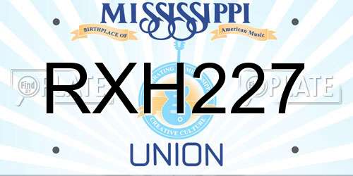 RXH227 Mississippi License Plate