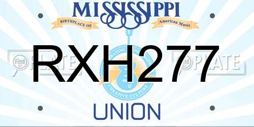 RXH277 Mississippi License Plate