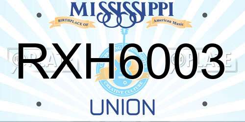 RXH6003 Mississippi License Plate