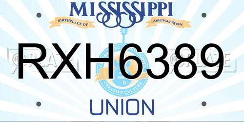 RXH6389 Mississippi License Plate