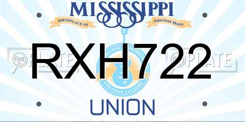 RXH722 Mississippi License Plate
