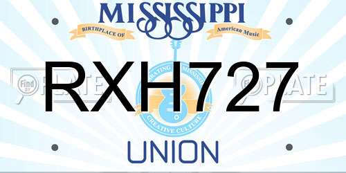 RXH727 Mississippi License Plate