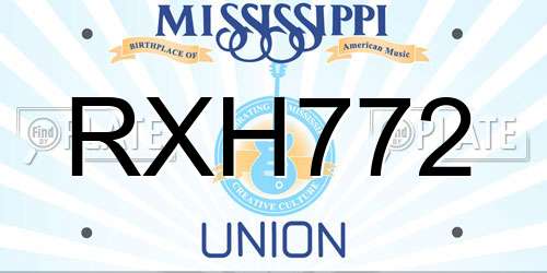 RXH772 Mississippi License Plate
