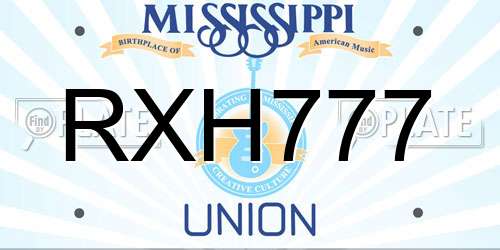 RXH777 Mississippi License Plate