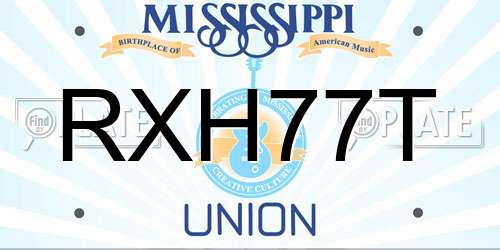 RXH77T Mississippi License Plate