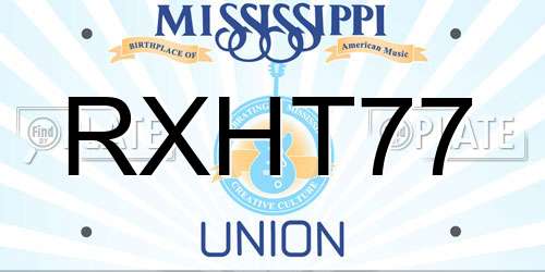 RXHT77 Mississippi License Plate