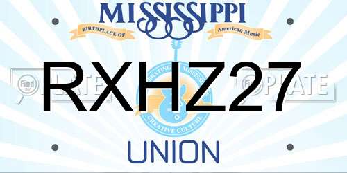 RXHZ27 Mississippi License Plate