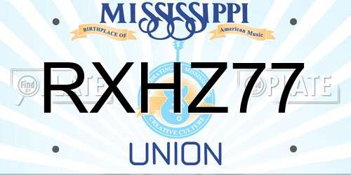 RXHZ77 Mississippi License Plate