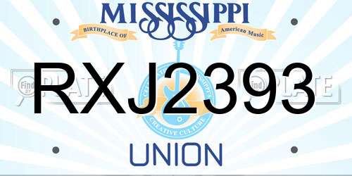 RXJ2393 Mississippi License Plate