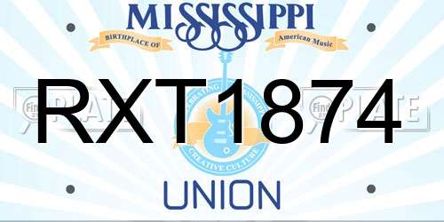 RXT1874 Mississippi License Plate