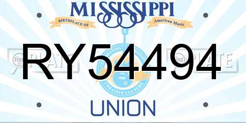 RY54494 Mississippi License Plate