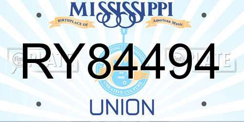 RY84494 Mississippi License Plate