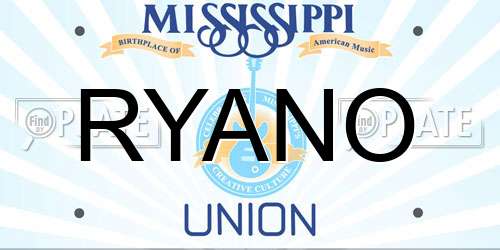 RYANO Mississippi License Plate