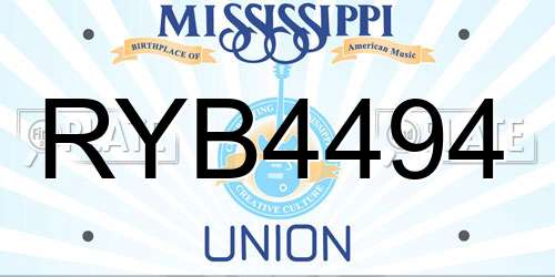 RYB4494 Mississippi License Plate