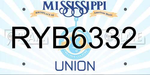 RYB6332 Mississippi License Plate