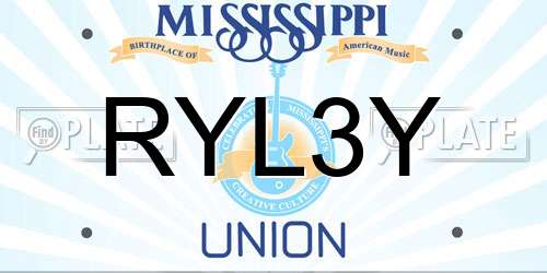 RYL3Y Mississippi License Plate