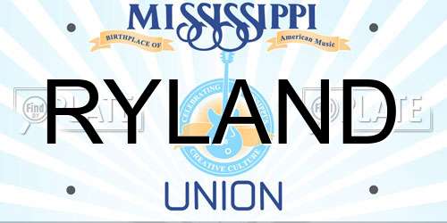 RYLAND Mississippi License Plate