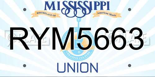 RYM5663 Mississippi License Plate