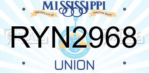 RYN2968 Mississippi License Plate