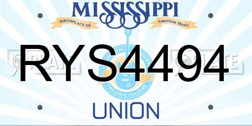 RYS4494 Mississippi License Plate