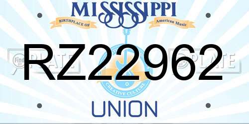 RZ22962 Mississippi License Plate