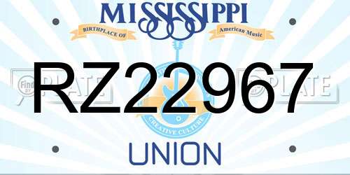 RZ22967 Mississippi License Plate