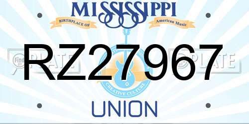 RZ27967 Mississippi License Plate