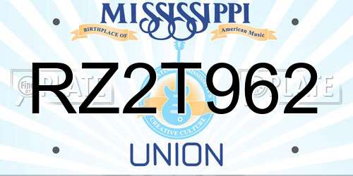 RZ2T962 Mississippi License Plate
