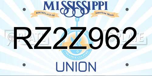 RZ2Z962 Mississippi License Plate