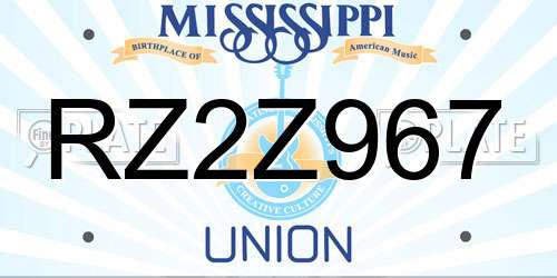 RZ2Z967 Mississippi License Plate