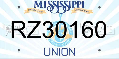 RZ30160 Mississippi License Plate