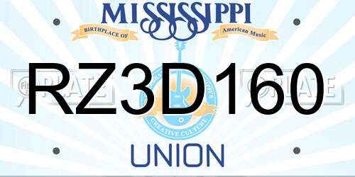 RZ3D160 Mississippi License Plate