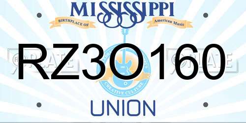 RZ3O160 Mississippi License Plate