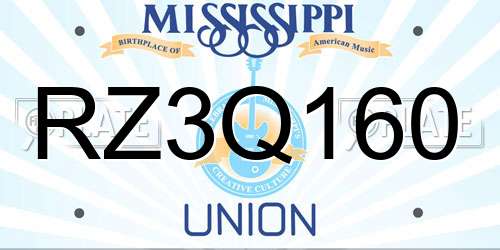 RZ3Q160 Mississippi License Plate