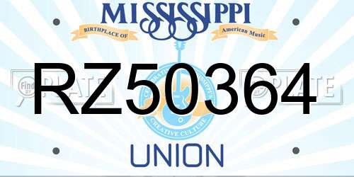 RZ50364 Mississippi License Plate