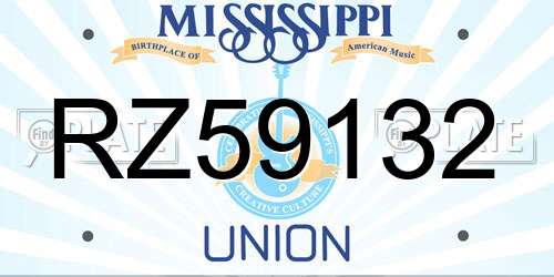 RZ59132 Mississippi License Plate