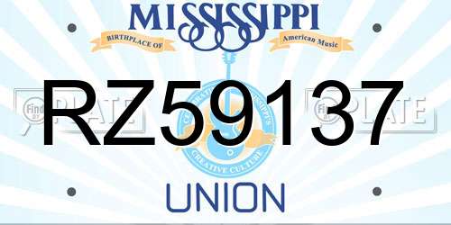 RZ59137 Mississippi License Plate