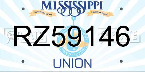 RZ59146 Mississippi License Plate