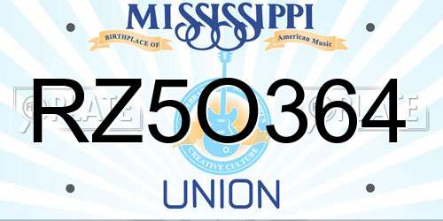 RZ5O364 Mississippi License Plate