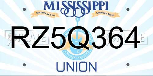RZ5Q364 Mississippi License Plate