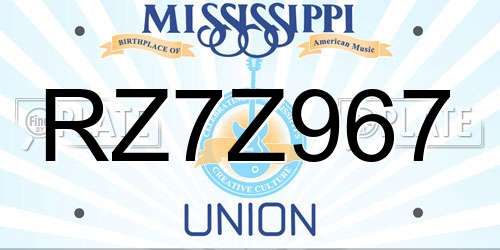 RZ7Z967 Mississippi License Plate